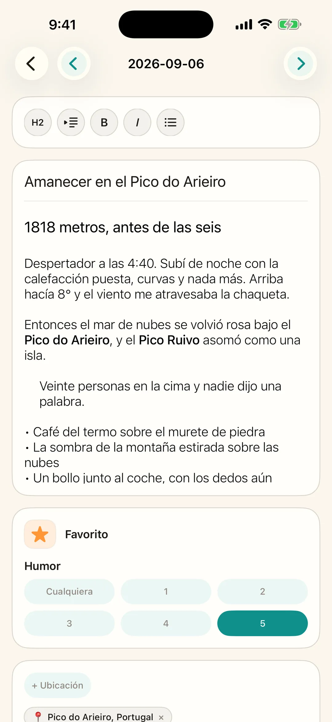 Escribir una entrada con humor y lugar